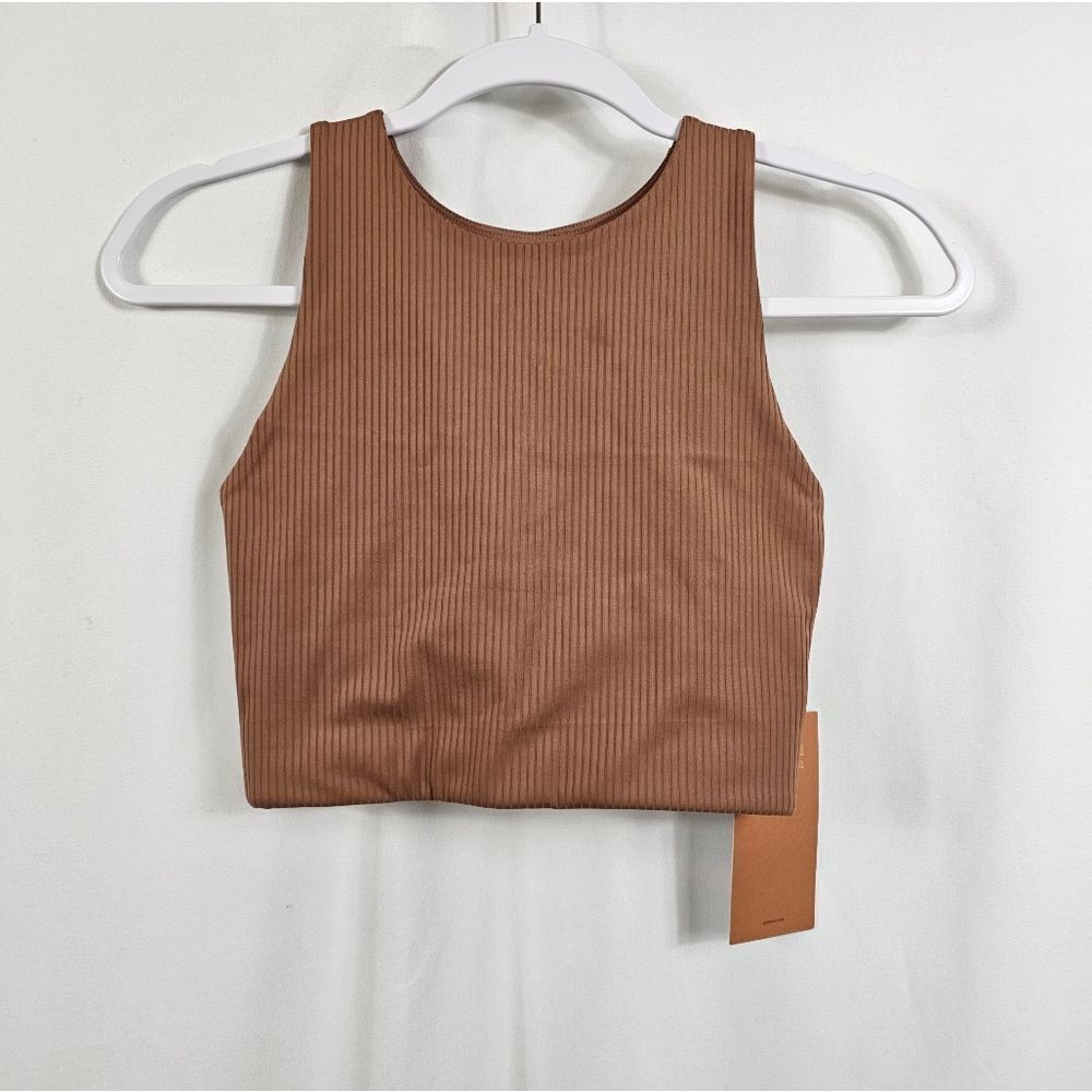 NWT Girlfriend Collective Ribbed Paloma Sports Bra in Brown - Size XS
